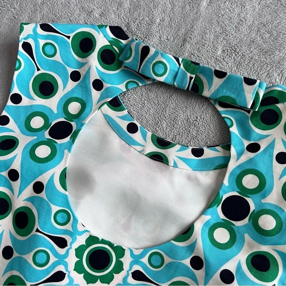 Kate Spade x Florence Broadhurst Kristy Bow Dress Linen Cotton Atomic Blue Solar - Picture 11 of 15